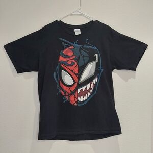 Boy's Marvel Spider-Man Venom Mask Split  Graphic Tee Black Large.